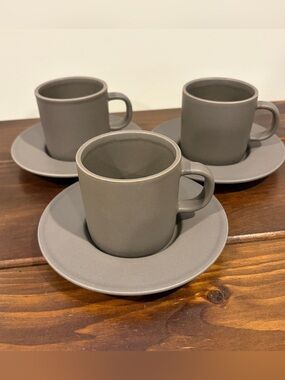 Calvin Klein Stoneware, Swid Powell Matte Brown Cup & Saucer (3 Sets)